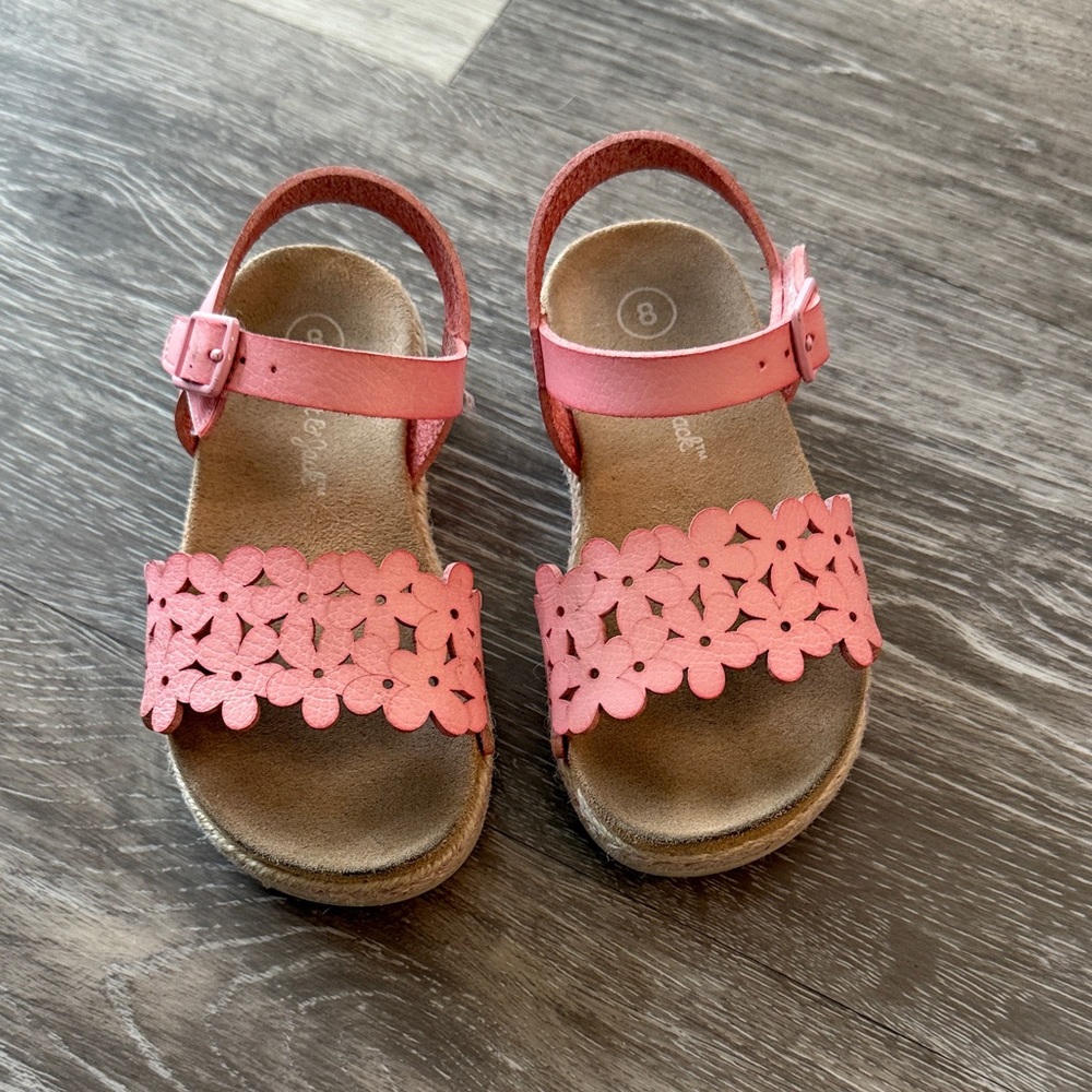 Cat & Jack - Pink Floral Toddler Girls size 8 Sandals